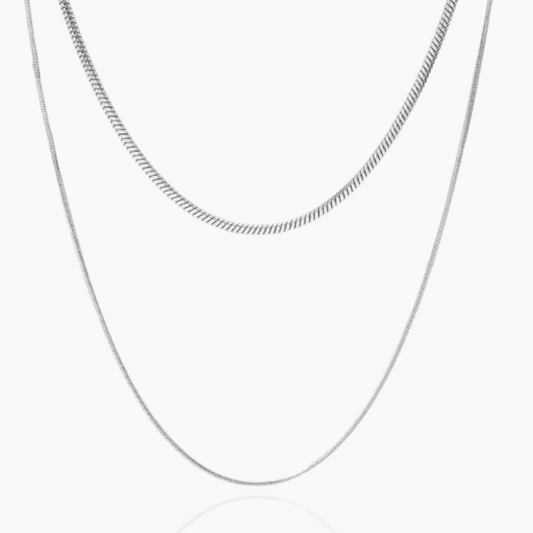 Mackenzie: 2 Layer Snake Chain 18k Plated Stainless Steel Necklace