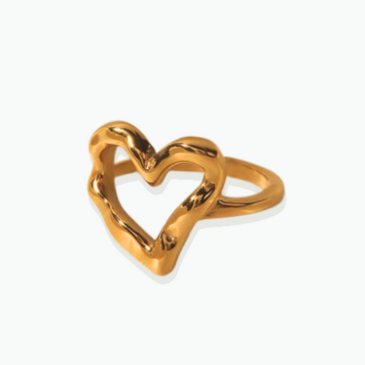 Madeline: Heart Band Ring 18k Gold Plated Stainless Steel Ring