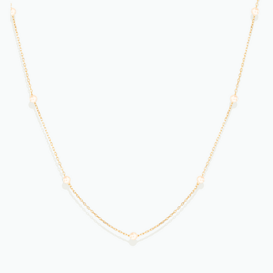 Marie: Dainty Pearl 18k Gold Plated 925 Sterling Silver Necklace