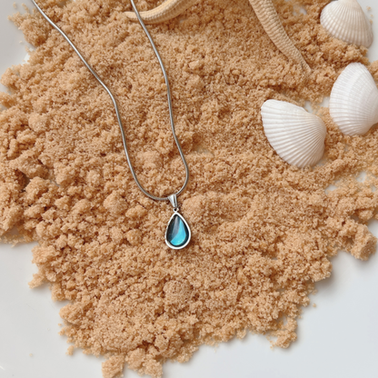 Marisela: Ocean Teardrop Necklace 18k Plated Stainless Steel