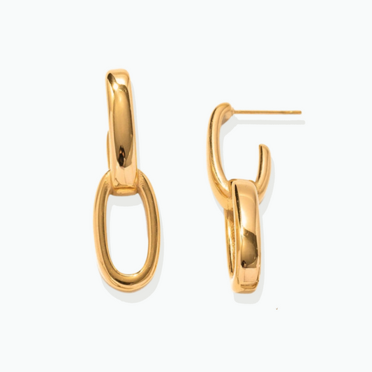 Mea: Link Dual 18k Gold Plated Stainless Steel Earrings