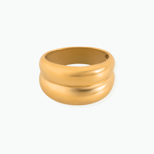 Mia: Duo Ridge Gold Ring 14K Gold Plated Stainless Steel Ring