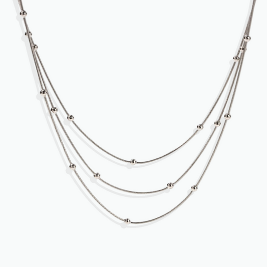 Nellie: 3 Layer Dainty Silver Stainless Steel Necklace