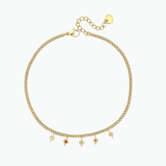 Payson: Star Minimalist Anklet 14k Gold Plated Stainless Steel