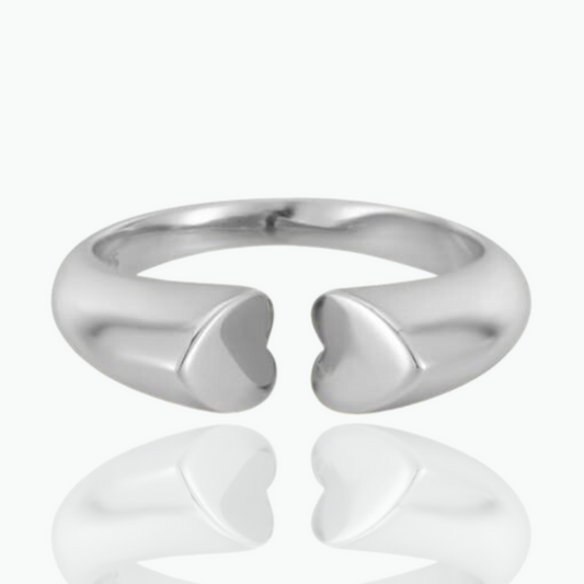 Preet: Heart Minimalistic Ring 18k Silver Plated 925 Sterling Silver