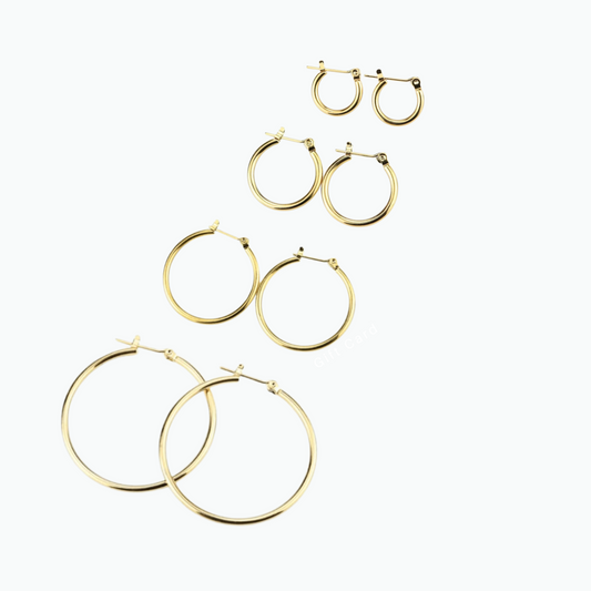 Ashley: Everyday Hoops 18K Gold Plated Stainless Steel Earrings