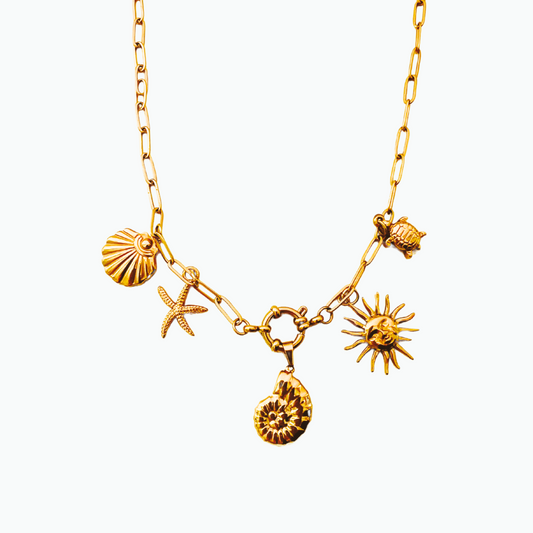 Sonny: Summer Necklace with Charms 18K Gold Plated Stainless Steel