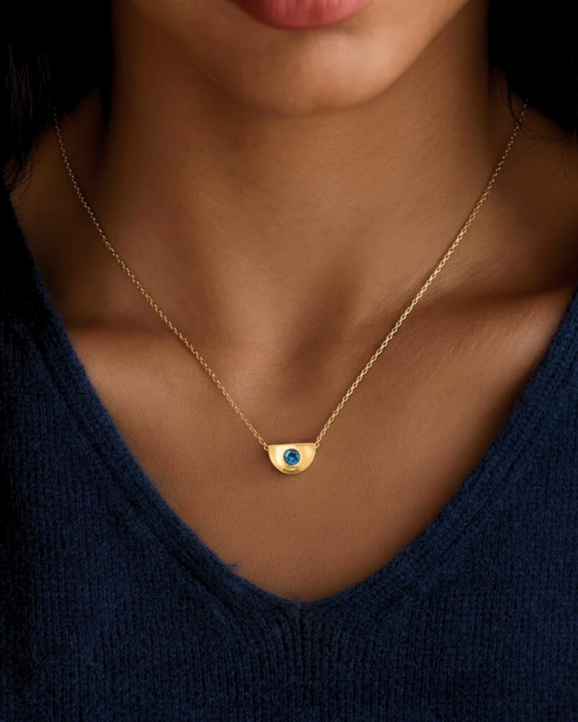 Rojan Necklace Birthstone Pendant 18k PVD Gold Stainless Steel