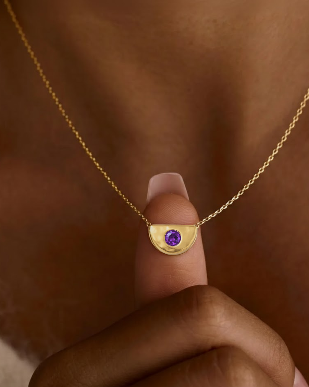 Rojan Necklace Birthstone Pendant 18k PVD Gold Stainless Steel