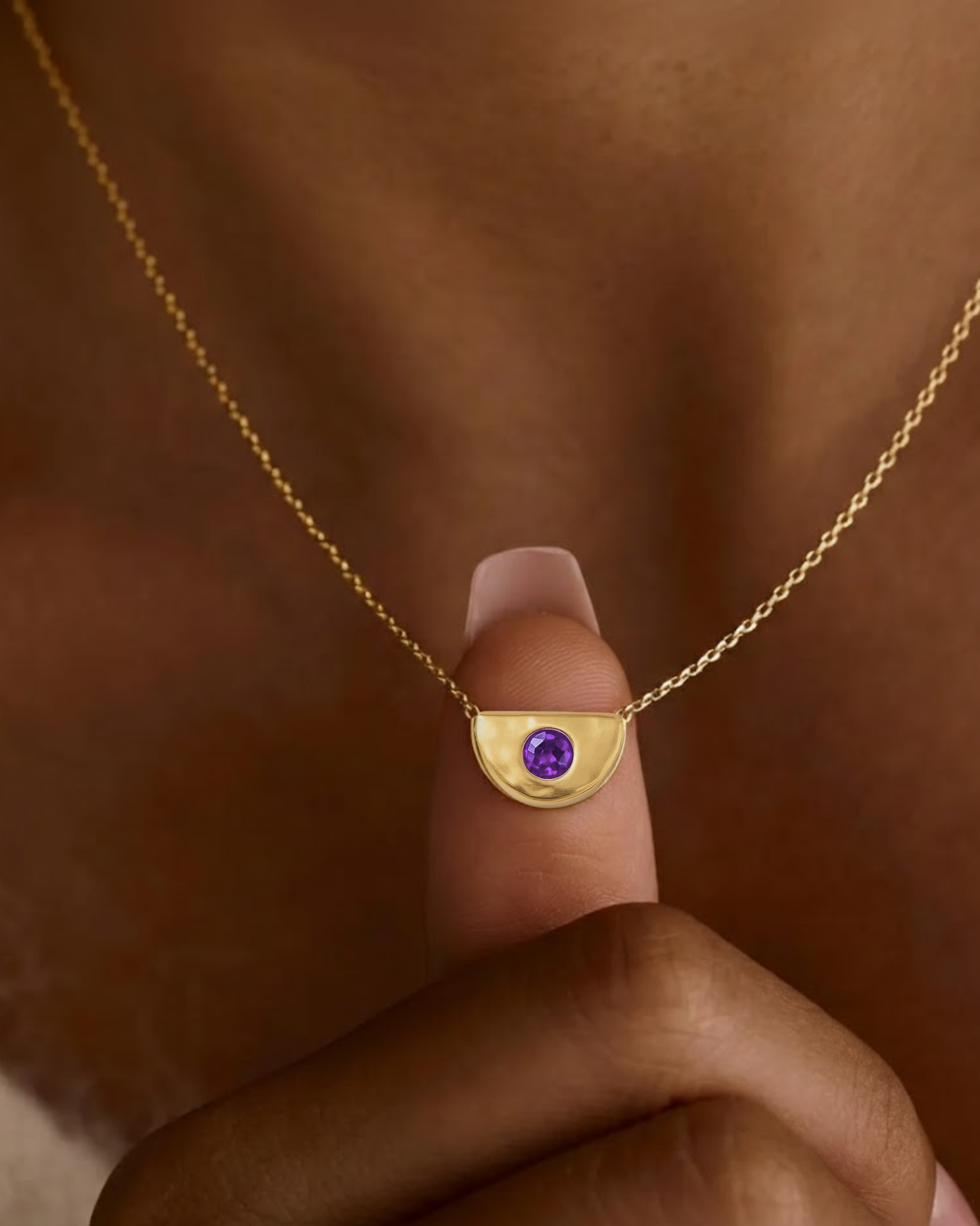 Rojan Necklace Birthstone Pendant 18k PVD Gold Stainless Steel