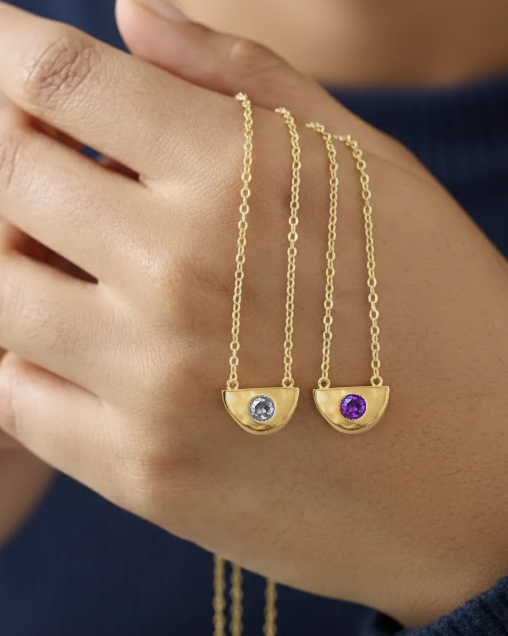 Rojan Necklace Birthstone Pendant 18k PVD Gold Stainless Steel