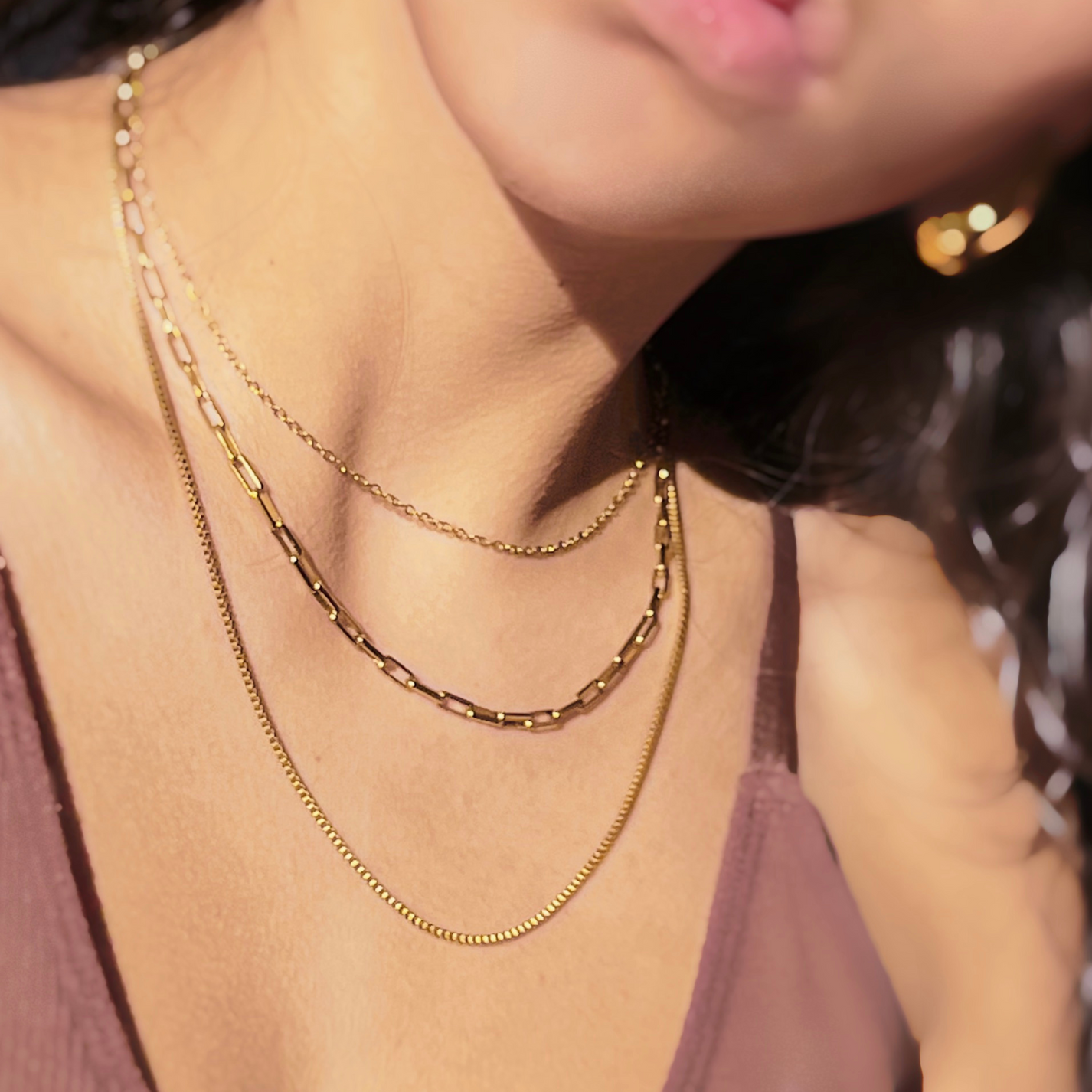 Sasha Toggle Front Charm Necklace Base in Shiny Gold main image 1