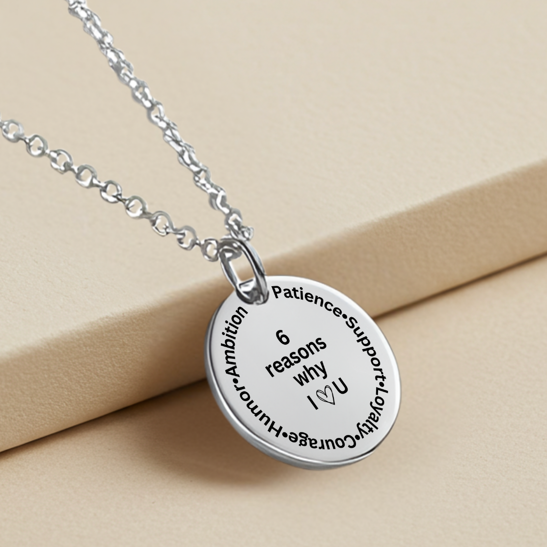 6 reason why I love you disc pendant necklace