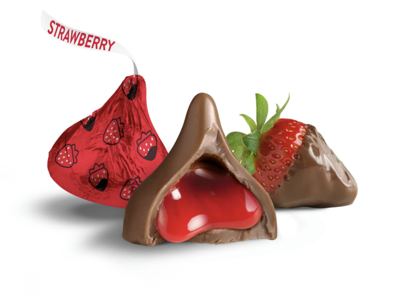 HERSHEY'S KISSES Chocolate Strawberry Flavored, Valentine's Candy Gift Box, 3.6 o
