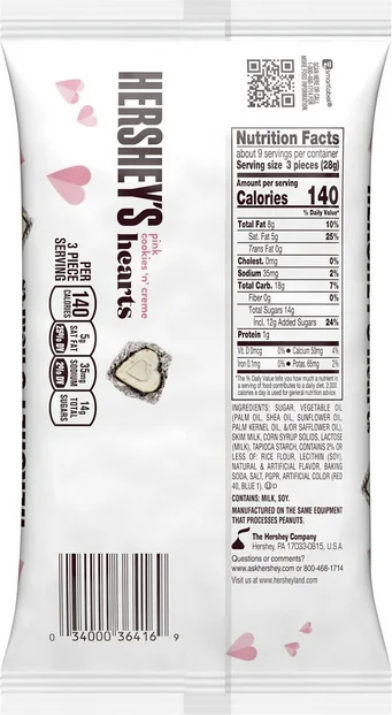 HERSHEY'S Pink Cookies 'n' Creme Hearts