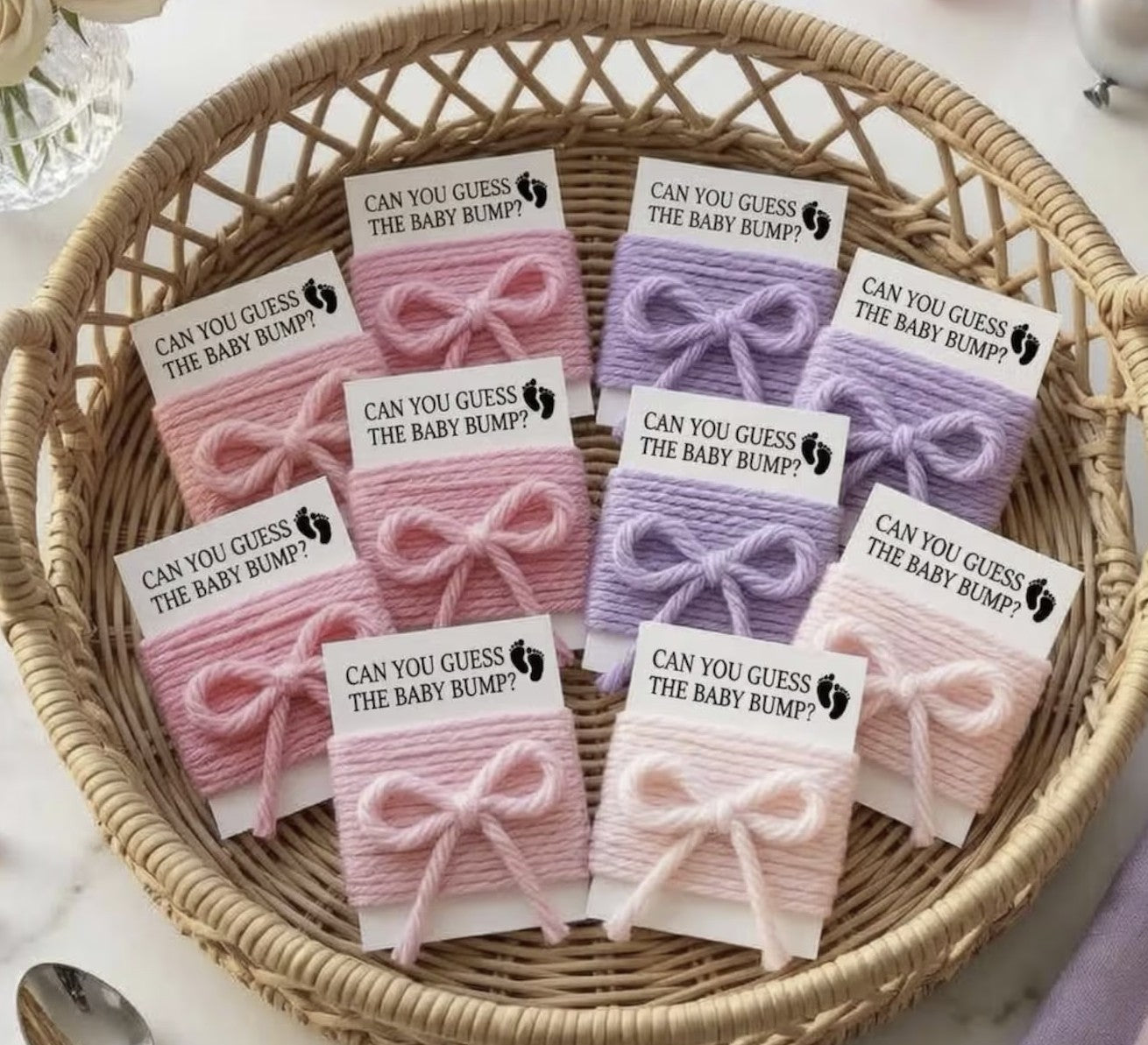Baby Shower Game Cards with String