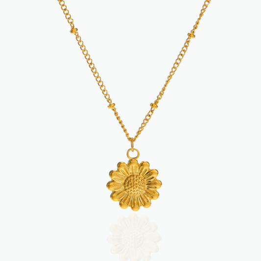 Sidra: Sunflower Vintage Necklace 18k Gold Plated Stainless Steel