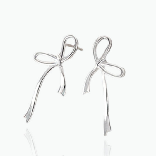 Sophia: Bow Stud Earrings 18k Silver Plated 925 Sterling Silver