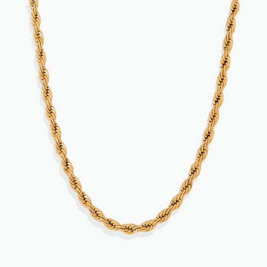 Tierney: Rope Chain 18k Gold Plated Stainless Steel Necklace