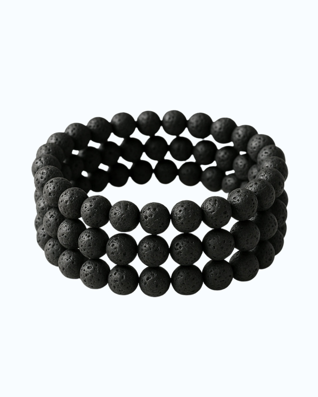 Black beaded bracelet on a white background