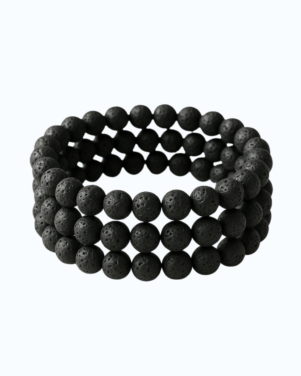 Black beaded bracelet on a white background
