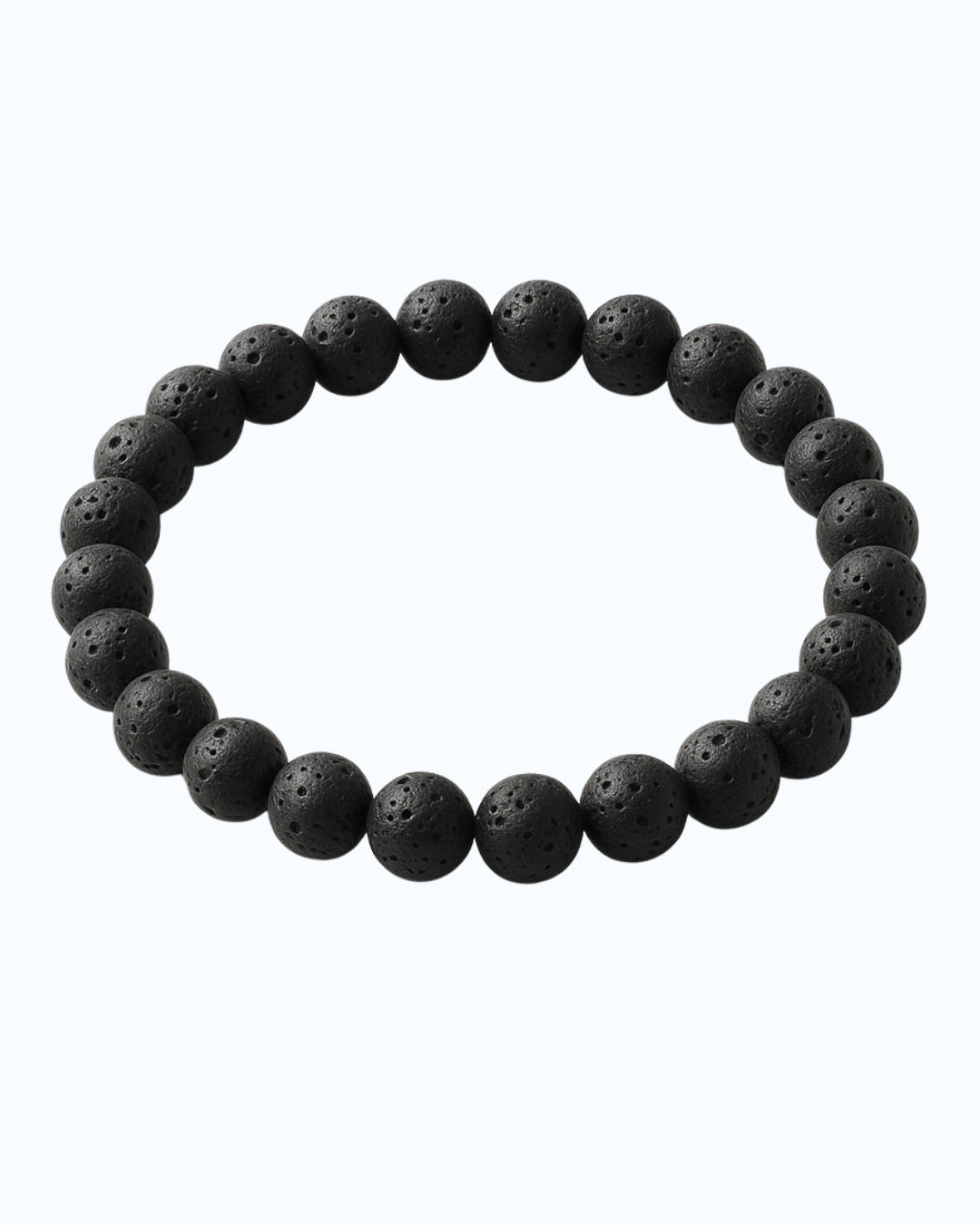 Black beaded bracelet on a white background