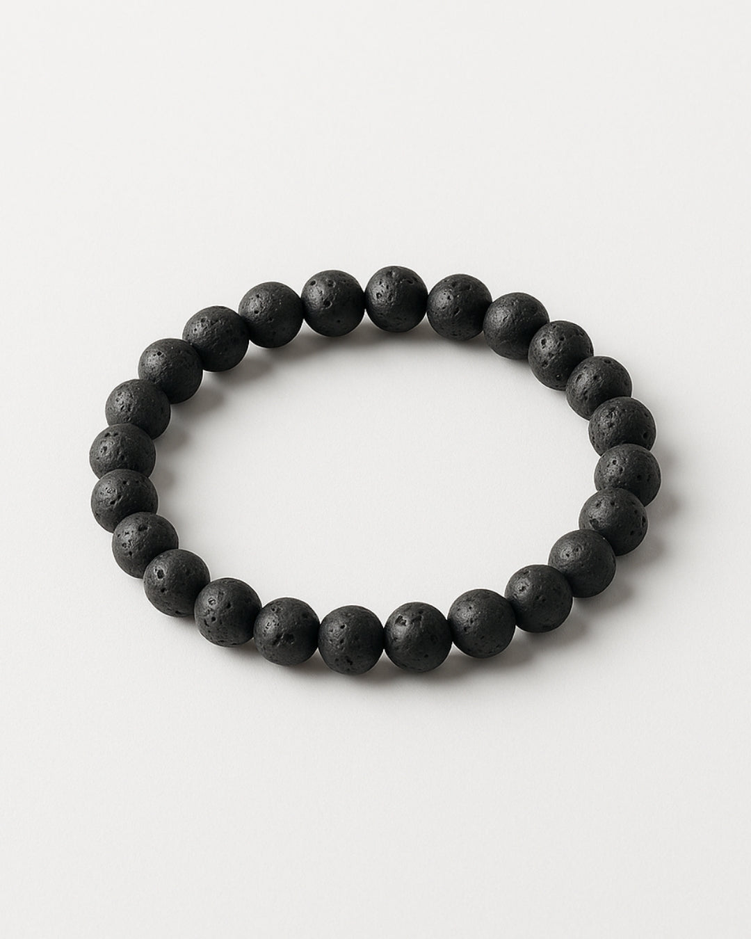 Black beaded bracelet on a white background